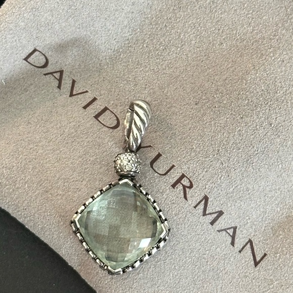 David Yurman Prasiolite Cushion on Point Pendant w/ Diamonds - Picture 9 of 13